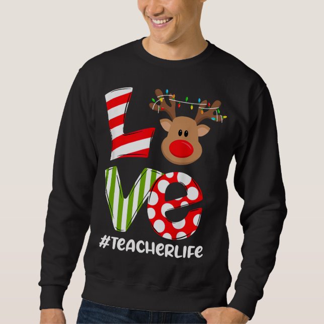 Sudadera Chris, profesor de amor, vida de reno, Santa Hat (Anverso)