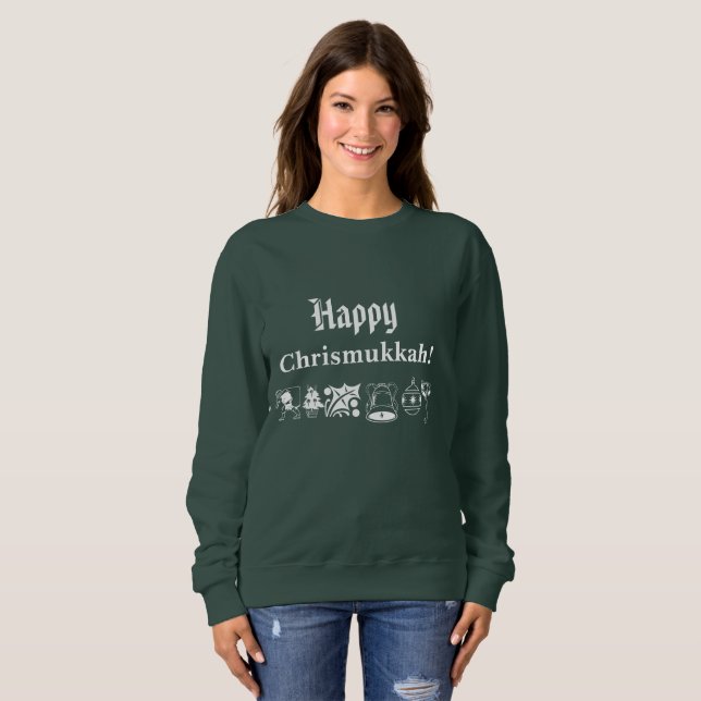 Sudadera Chrismukkah feliz con las revistas ilustradas (Anverso completo)