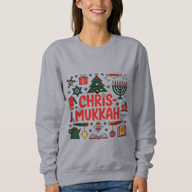 Sudadera Chrismukkah Hanukkah Navidades judío Religioso (Anverso)