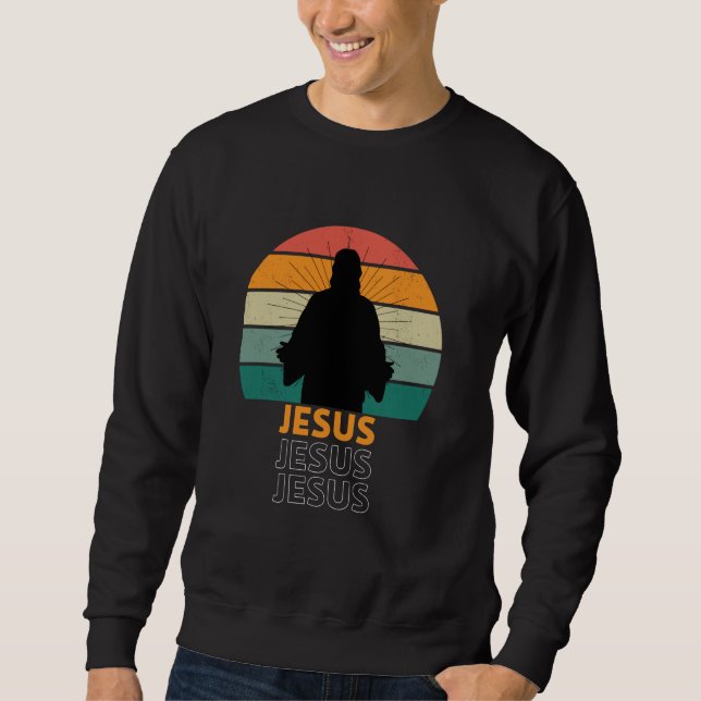 Sudadera Christ Silhouette Retro Sunset (Anverso)