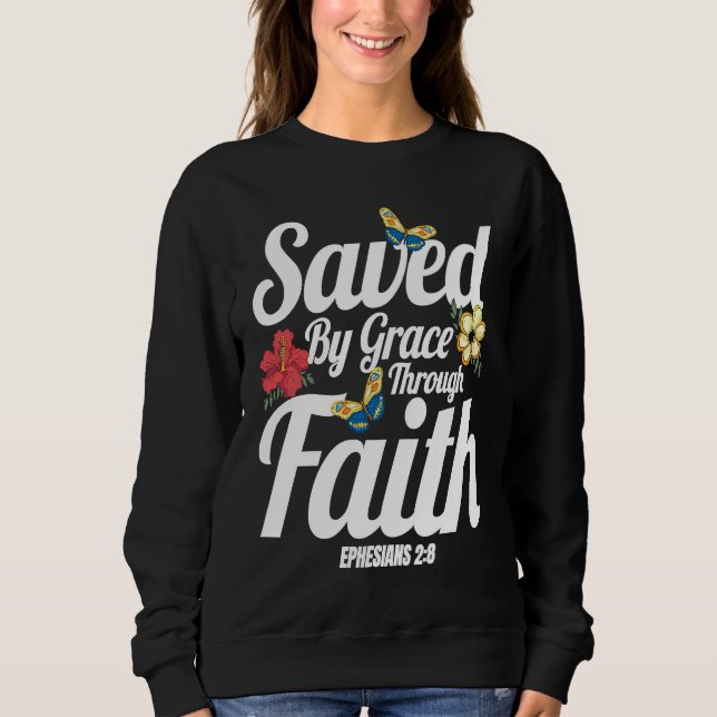 Sudadera Christian Bible Verse Ephesians 28 Flower Butterfl (Anverso)