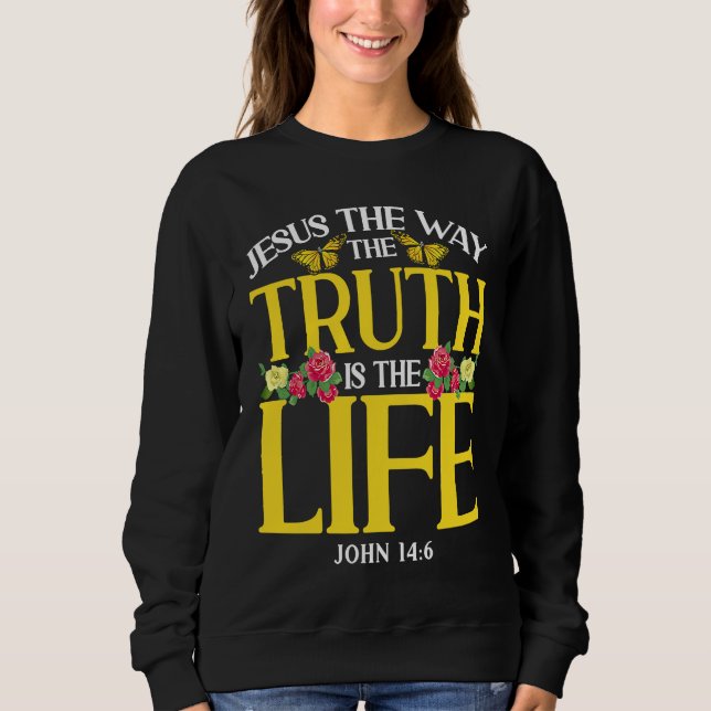 Sudadera Christian Bible Verse John 146 Flower Butterfly  1 (Anverso)