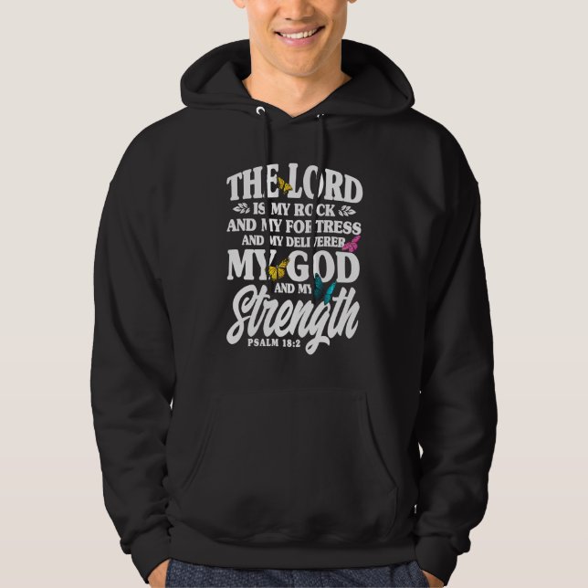Sudadera Christian Bible Verse Psalm 182 Flower Butterfly   (Anverso)