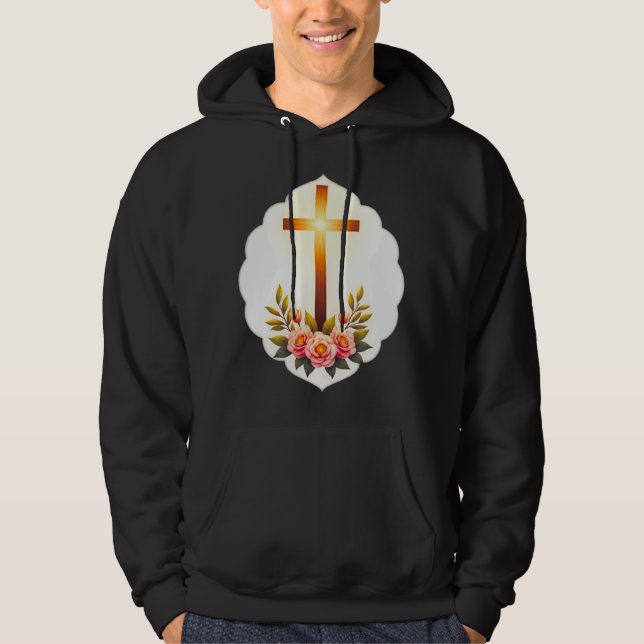 Sudadera Christian Easter Cross with Flowers – moletom (Anverso)