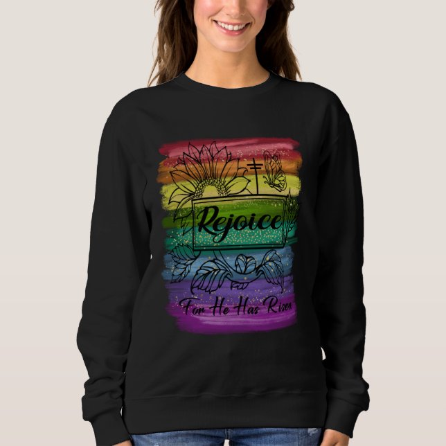 Sudadera Christian Easter Jesus Rejoice Fun He Is Risen Ins (Anverso)