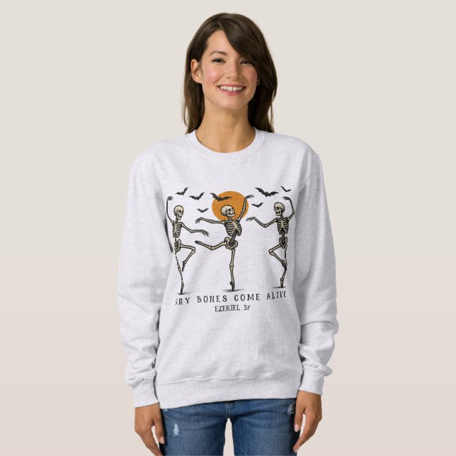 Sudadera Christian Halloween Huesos Secos Cobran Vida  (Anverso completo)