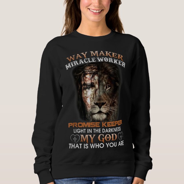 Sudadera Christian Jesus Lion Way Maker Miracle Worker Prom (Anverso)