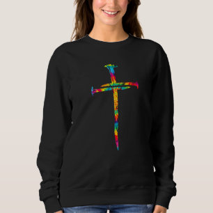 Sudadera Christian Jesus Nail Cross Tie Dye Rainbow Bible R