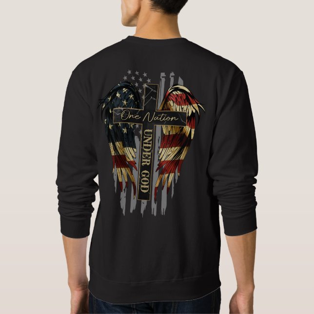 Sudadera Christian Shirt, One Nation Under God Cross Wings (Reverso)