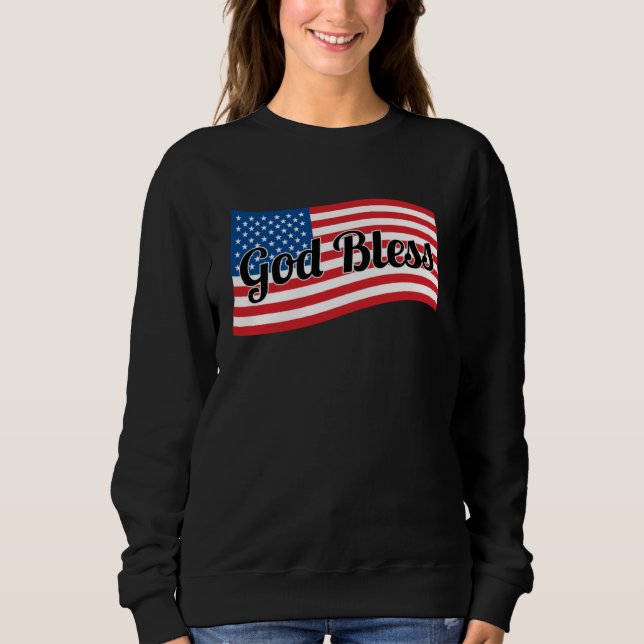 Sudadera Christian USA Patriotic  God Bless America Flag (Anverso)