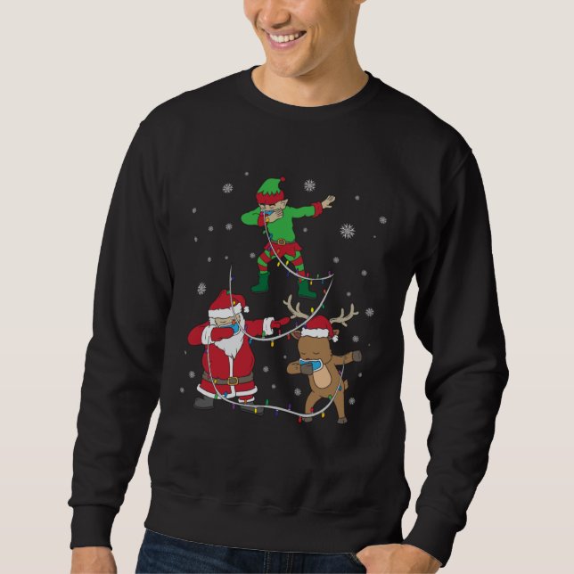 Sudadera Christmas 2020 Dabbing Santa Elf Reindeer Face Mas (Anverso)