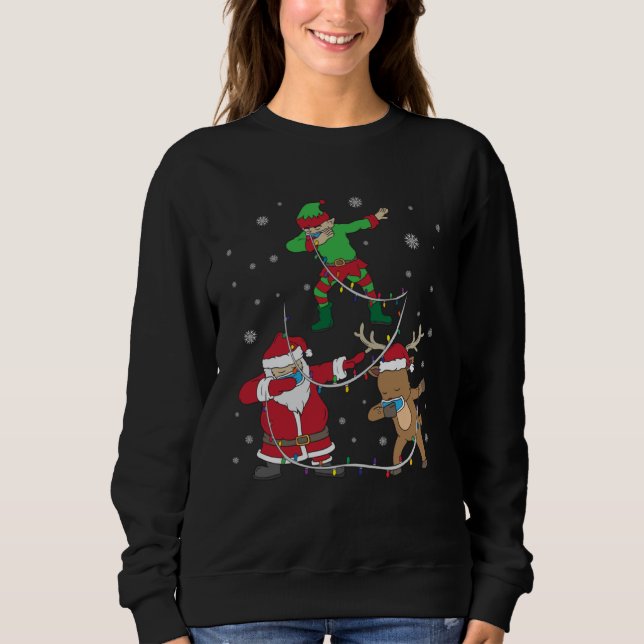 Sudadera Christmas 2020 Dabbing Santa Elf Reindeer Face Mas (Anverso)