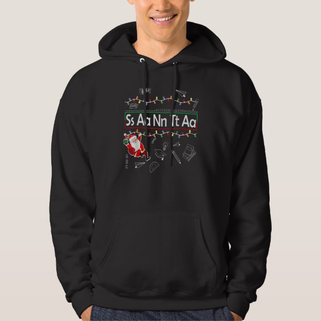 Sudadera Christmas Alphabet Santa Teacher Lights Boys Girls (Anverso)
