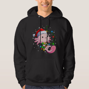 Sudadera Christmas Axolotl Santa Hat Lights Japanese Cute