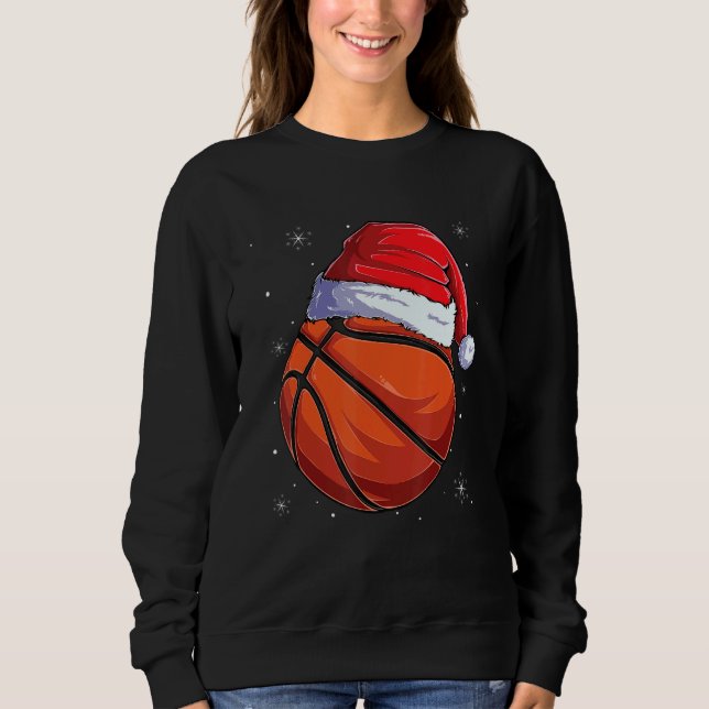 Sudadera Christmas Basketball Ball Santa Hat Funny Sport Xm (Anverso)
