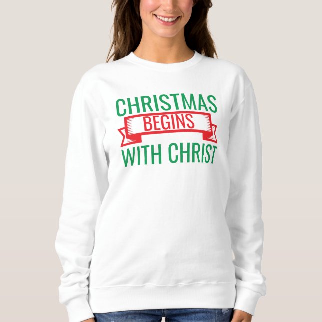 Sudadera Christmas Begins with Christ-15523 T-Shirt Hoodie (Anverso)