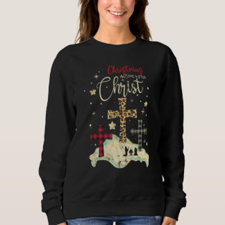 Sudadera Christmas Begins With Christ Cross