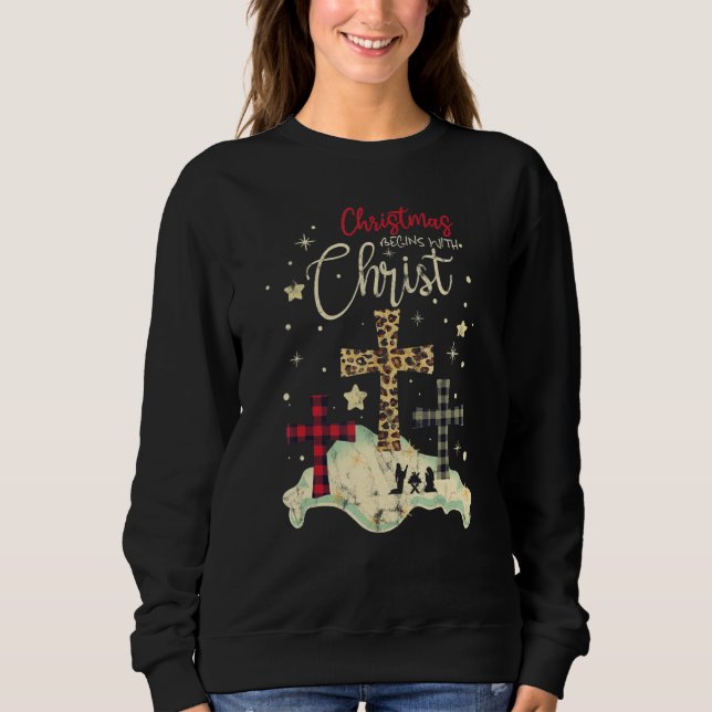 Sudadera Christmas Begins With Christ Cross (Anverso)