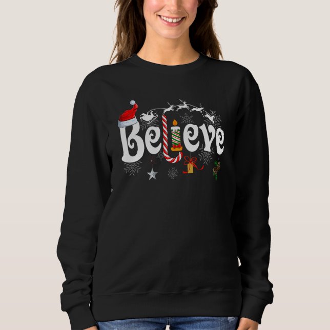 Sudadera Christmas  Believe Santa Claus  Jesus Christian 1 (Anverso)