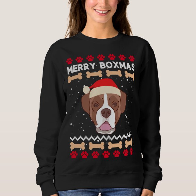 Sudadera Christmas Boxer Dog Santa Hat Ugly Xmas Merry Boxm (Anverso)