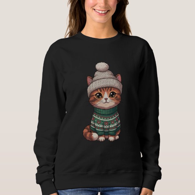 Sudadera Christmas cat , cat lover (Anverso)