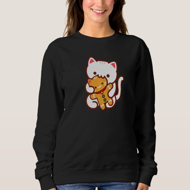 Sudadera CHRISTMAS CAT Eating GINGERBREAD CAT Cookie (Anverso)
