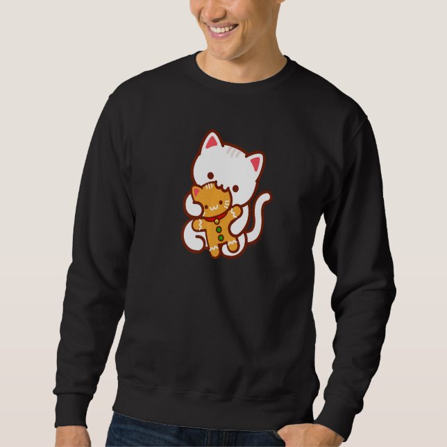 Sudadera CHRISTMAS CAT Eating GINGERBREAD CAT Cookie (Anverso)