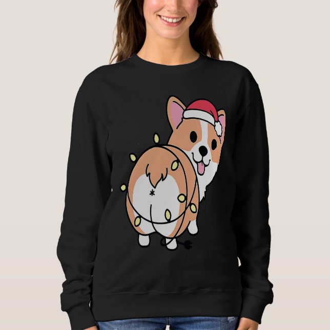 Sudadera Christmas Corgi Light Butt Funny Corgi Lover Xmas (Anverso)