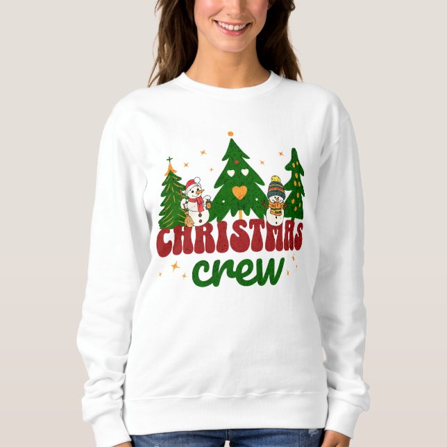 Sudadera Christmas Crew Happy Winter Scene Playful Snowman (Anverso)