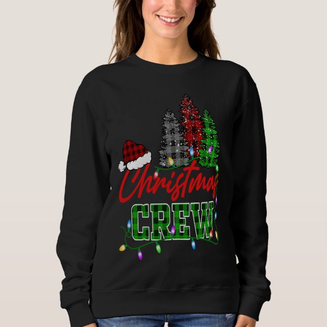 Sudadera Christmas Crew Three Tree Buffalo Plaid Matching F (Anverso)