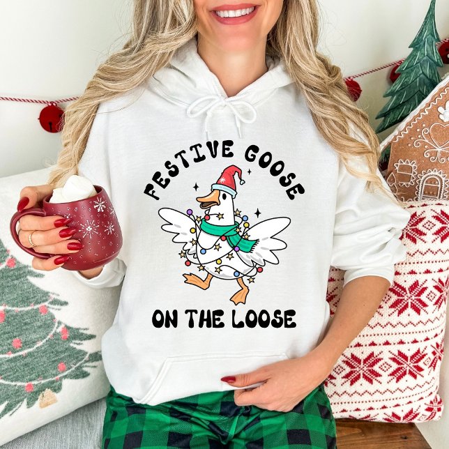 Sudadera Christmas Cute Festive Goose on the Loose (Subido por el creador)