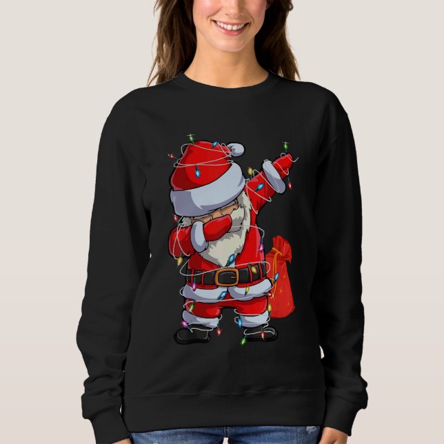 Sudadera Christmas Dabbing Santa Claus Xmas Lights  Boys Ki (Anverso)