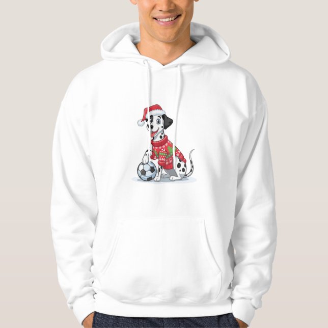 Sudadera Christmas Dalmatian Dog with Soccer Ball (Anverso)