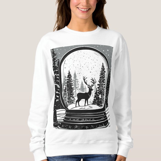 Sudadera Christmas deer ans trees sweat-shirt for women (Anverso)