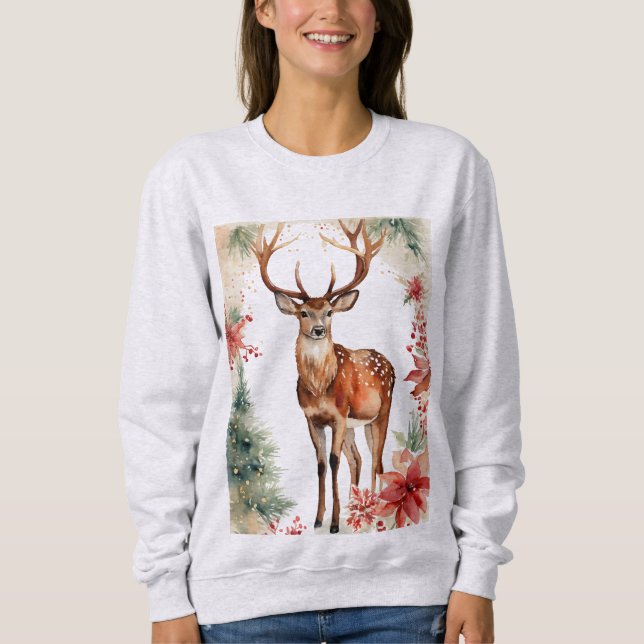 Sudadera Christmas deer sweat-shirt for women (Anverso)