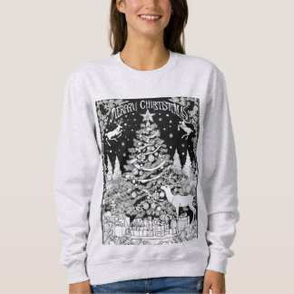 Sudadera Christmas deer trees snow ladies  sweat-shirt 