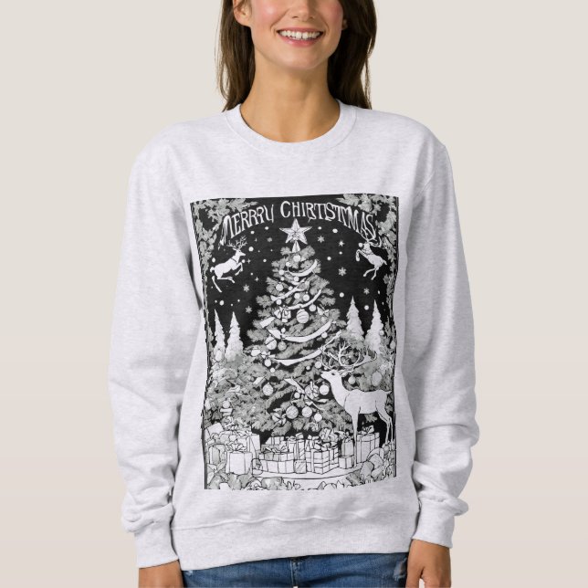 Sudadera Christmas deer trees snow ladies  sweat-shirt  (Anverso)