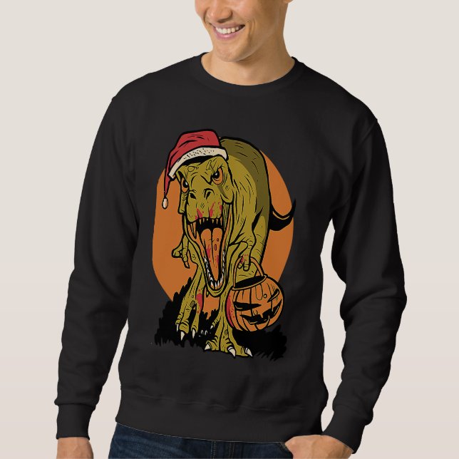 Sudadera Christmas Dinosaur rex Halloween Pumpkin  Cool (Anverso)