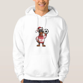 Sudadera Christmas Doberman puppy with soccer ball