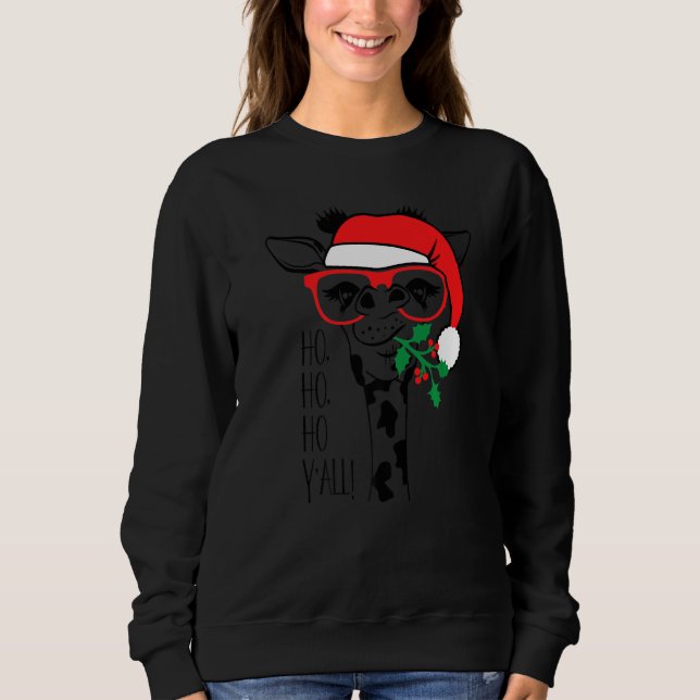 Sudadera Christmas Giraffe With Glasses Santa Hat Xmas (Anverso)