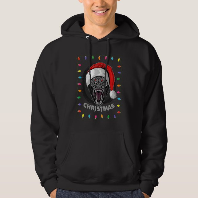 Sudadera Christmas Graphic Lights Holiday Gorilla Santa (Anverso)