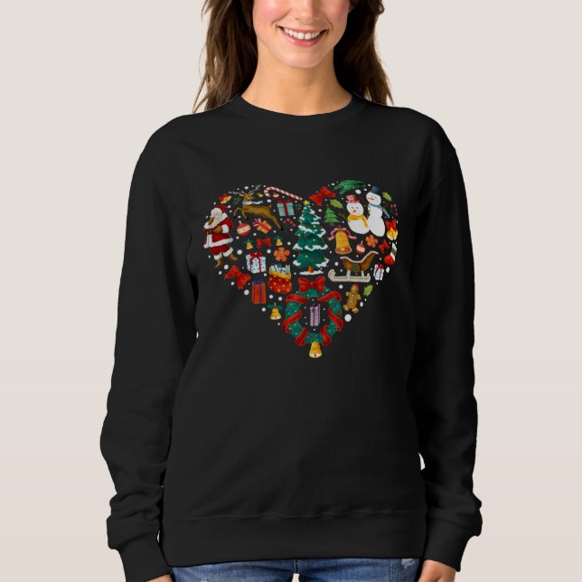 Sudadera Christmas Heart Shape Winter Holiday Party Men Wom (Anverso)