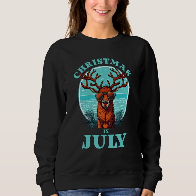Sudadera Christmas in July Beach Summer Reindeer Beach Bash (Anverso)