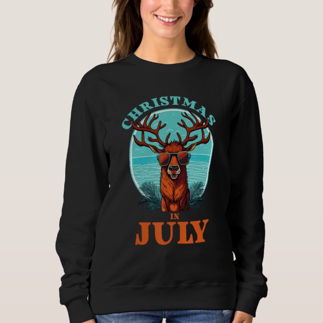 Sudadera Christmas in July Beach Summer Reindeer Beach Bash (Anverso)