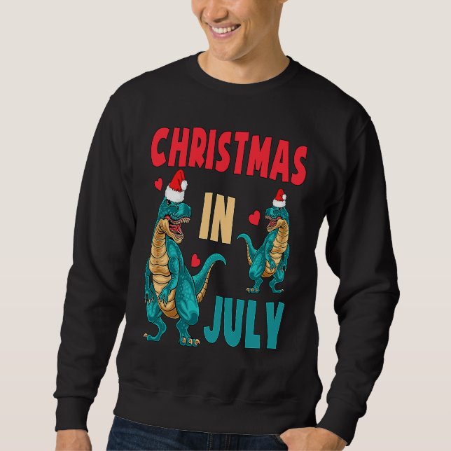 Sudadera Christmas In July Dinosaur Xmas Santa Hat Kids Rex (Anverso)