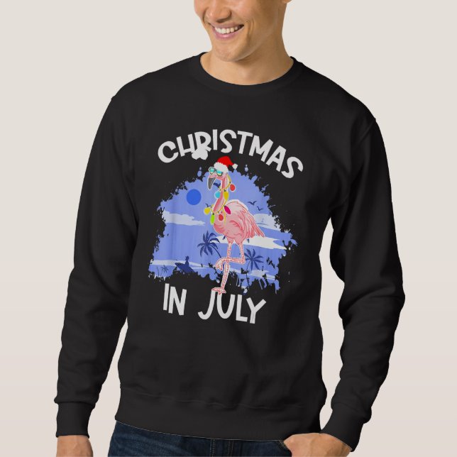 Sudadera Christmas In July  Flamingo Vacation Summer Beach  (Anverso)