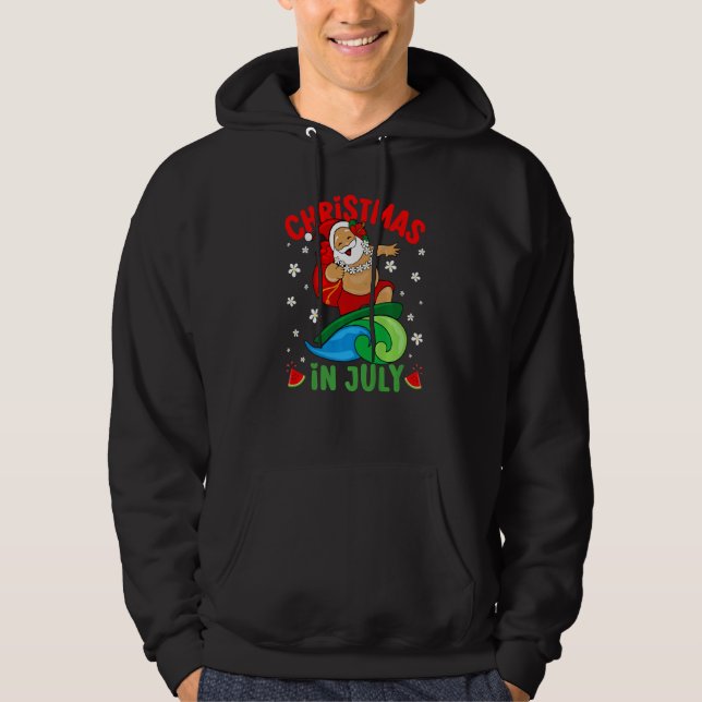 Sudadera Christmas In July Hawaiian Santa Surfing Summer Be (Anverso)