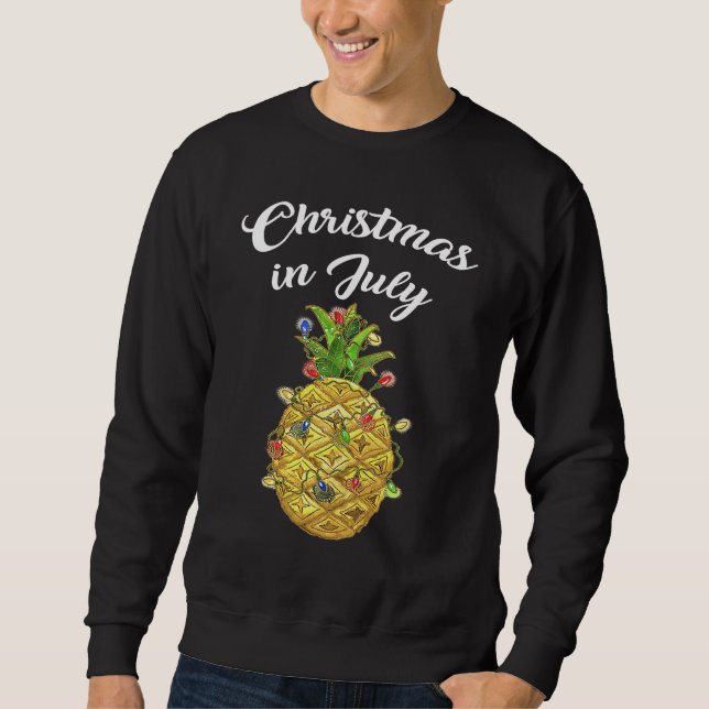 Sudadera Christmas In July Pineapple Xmas Tree Lights Beach (Anverso)