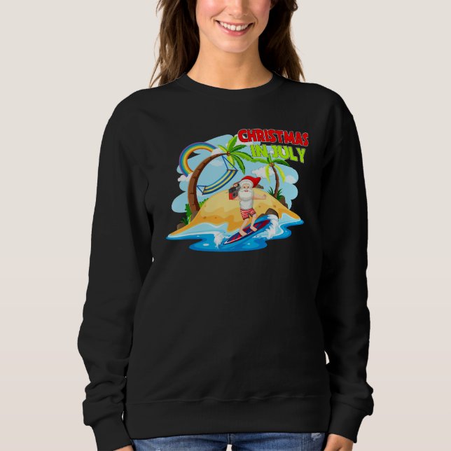 Sudadera Christmas In July Santa Claus Beach Island Summer (Anverso)