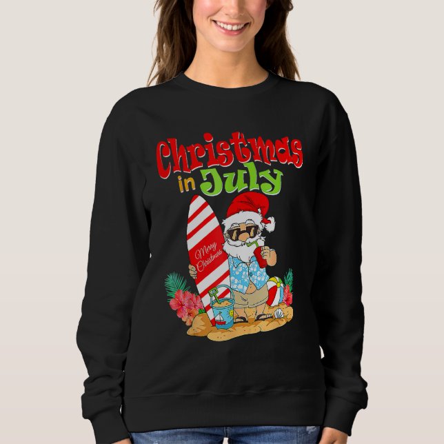 Sudadera Christmas In July  Santa Claus Summer Vacation Bea (Anverso)